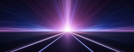 dark blue background with lights going down.の素材