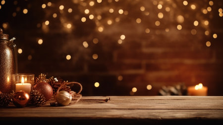 tabletop background near fireplace in the background.の素材