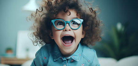 the aweinspiring childhood of a little child in glasses.の素材