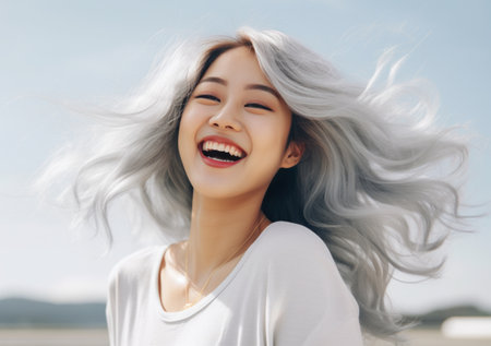 smile and happy face, Asian girl,.の素材