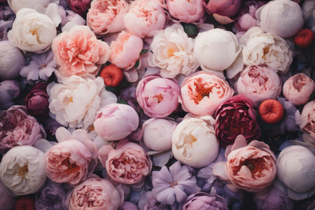 a bunch of colorful peonies in the background.の素材