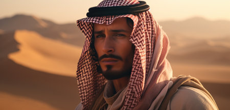 young saudi male in the desert.の素材