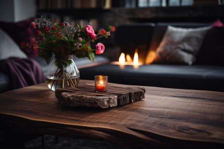 a living room with a piece of hardwood lumber in it.の素材