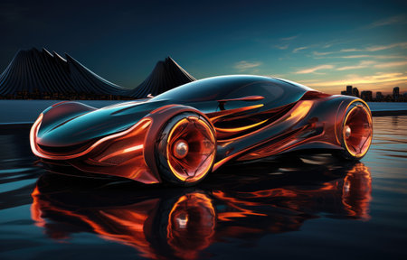 an image of an futuristic car.の素材