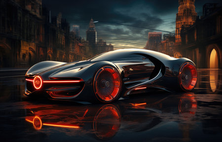 an image of an futuristic car.の素材