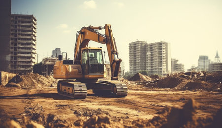 excavator at construction.の素材