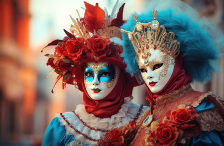 venetian costumers on a carnival.の素材