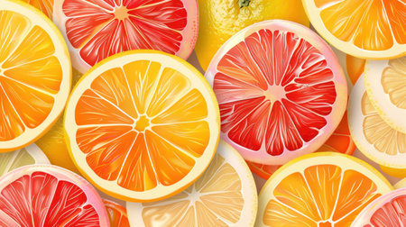 Abstract Seamless Pattern of Sliced Oranges and Lemons.の素材
