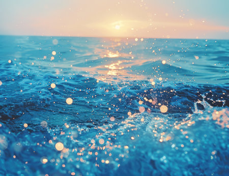 a photo with blue water and bokeh effects.の素材