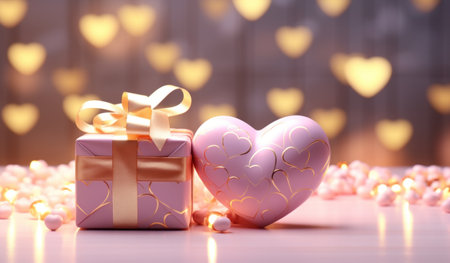 golden hearts shaped in boxes are shown.の素材