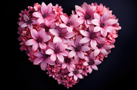 a heart shaped flower with pink flowers.の素材