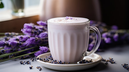 lavender cappuccino background.の素材