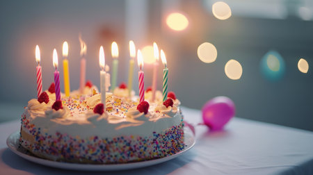 birthday cake or birthday cake decoration with candles on white background.の素材
