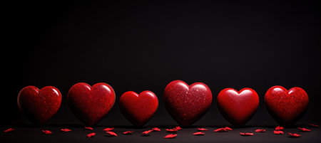 red hearts on a dark background.の素材