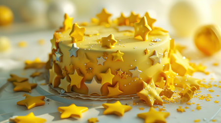 one of the stars on the birthday cake.の素材