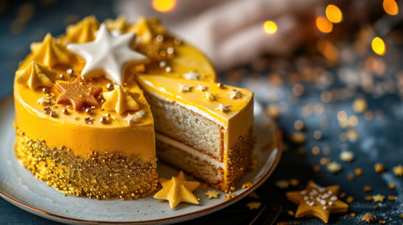one of the stars on the birthday cake.の素材