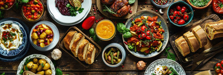 Assortment of Russian traditional dishes. Russian food.の素材