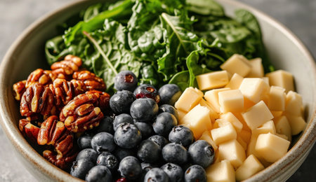 blue cheese spinach salad made with blue cheese, pecans.の素材