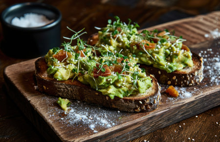 avocado toast with an agave syrup.の素材