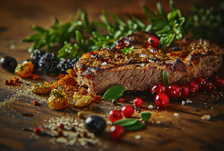 of a steak on a board.の素材