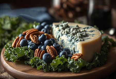blue cheese spinach salad made with blue cheese, pecans.の素材