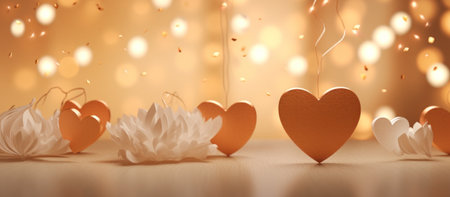 valentine decorations made in brown paper.の素材