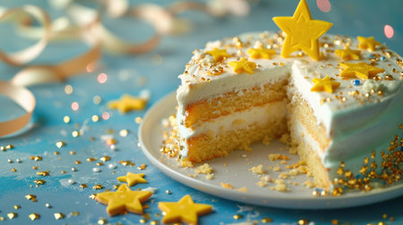 one of the stars on the birthday cake.の素材