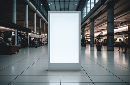 a standing poster display in a shopping mall.の素材