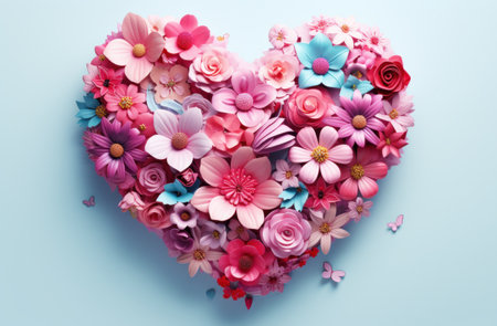 a heart shaped flower with pink flowers.の素材