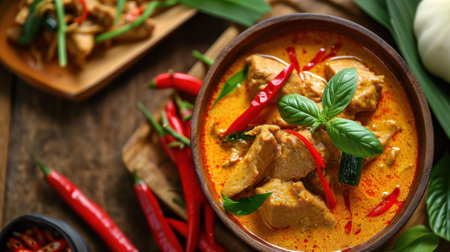 Thailand tradition red curry with beef,pork or chicken menu in thai.の素材