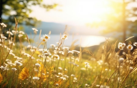 a summer meadow full of wildflowers.の素材