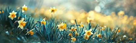 daffodil flowers spring background.の素材