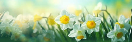 daffodil flowers spring background.の素材