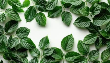 a close up of ripe green leaves and other leaves.の素材