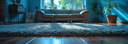 an area rug in front of the couch, coffee table and tabletop.の素材