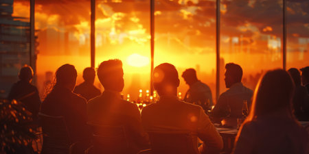 business meeting at sunset.の素材
