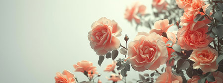 Beautiful pink roses on a white background. Vintage style tonedの素材