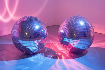 ball in disco lighting and shining.の素材