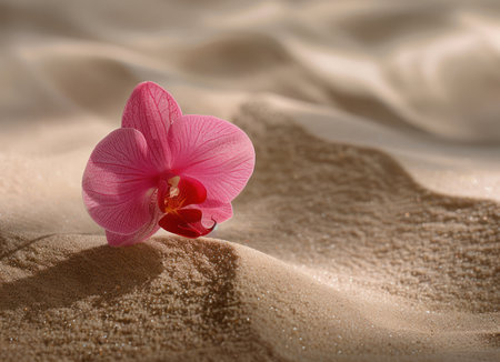 flower and balance on the Asian sand.の素材