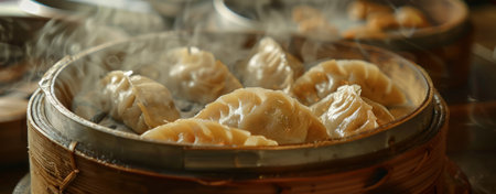 phoenix asian food restaurant dumplings in steamed.の素材