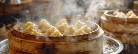 phoenix asian food restaurant dumplings in steamed.の素材