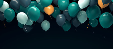 colorful balloons on a black background.の素材