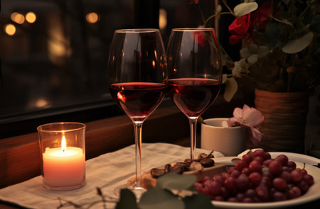 the new wine of choice in a romantic dinner.の素材