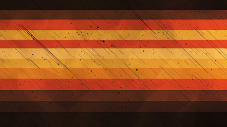 An abstract background featuring orange and yellow stripes with a grungy effect.の素材