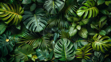 Detailed view of a green plant showing its vibrant leaves up close.の素材