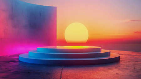 A big, circular object stands on a solid cement surface.の素材