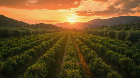 The suns rays penetrate the dense foliage of trees in a vast field, creating a stunning natural display of light and shadow.の素材
