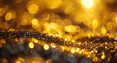 a blurry gold background with light shining.の素材