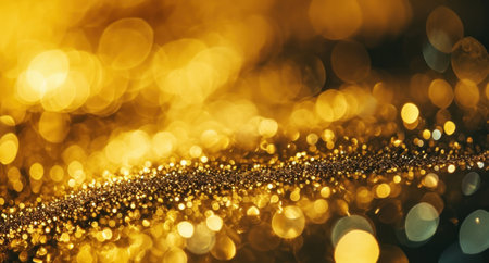 a blurry gold background with light shining.の素材