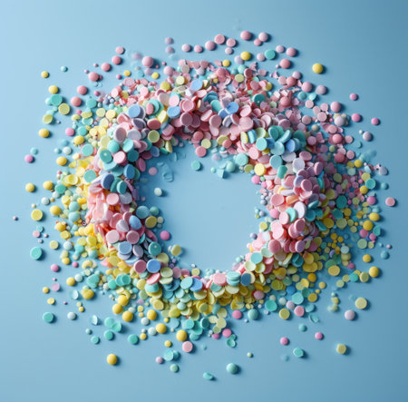 a circle with colorful candy shaped around it.の素材